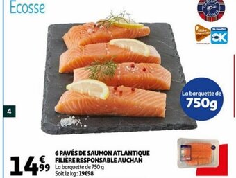 Auchan 6 Paves De Saumon Atlantique Filiere Responsable Auchan aanbieding
