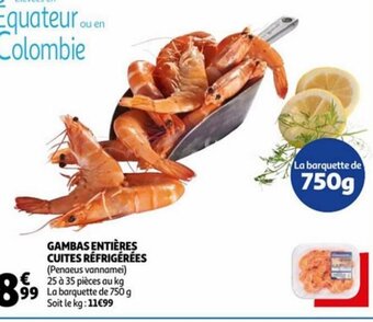 Auchan Gambas Entrieres Cuites Refrigerees aanbieding