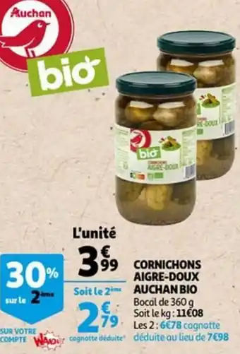 Auchan Cornichons Aige - Doux Auchan Bio aanbieding