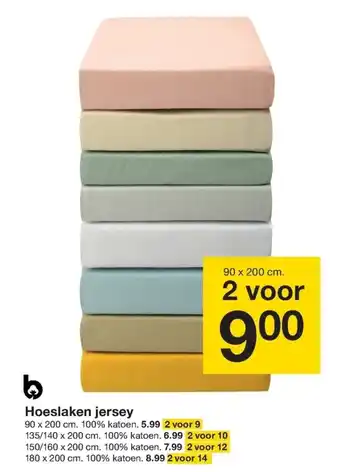 Zeeman Hoeslaken jersey 90 x 200cm aanbieding