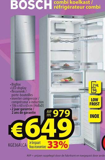 ElectroStock Bosch combi koelkast aanbieding