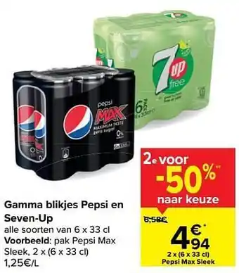 Carrefour Gamma blikes Pepsi en Seven-Up aanbieding