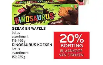 Alvo Gebak en wafels lotus, dinosaurus koeken aanbieding