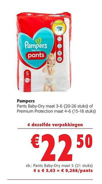 Colruyt Pampers pants babydry of premium protection aanbieding