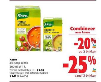 Colruyt Knorr soep in brik aanbieding