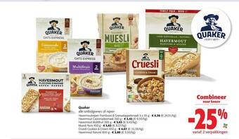 Colruyt Quaker ontbijtgranen of repen aanbieding