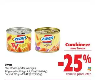 Colruyt Zwan tv of cocktail worstjes aanbieding