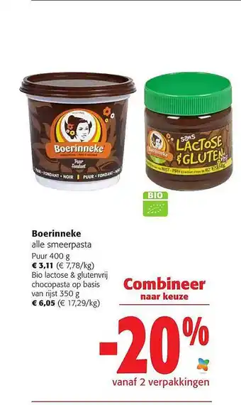 Colruyt Boerinneke smeerpasta puur aanbieding