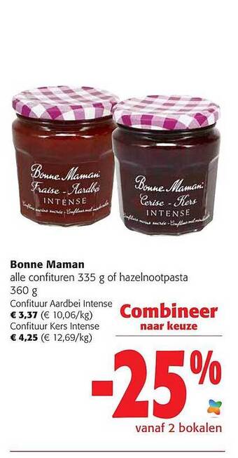 Colruyt Bonne maman confituren of hazelnootpasta aanbieding