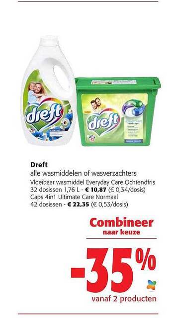 Colruyt Dreft wasmiddelen of wasverzachters aanbieding