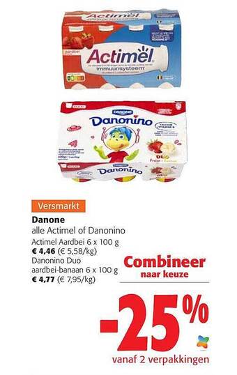Colruyt Danone actimel of danonino aanbieding