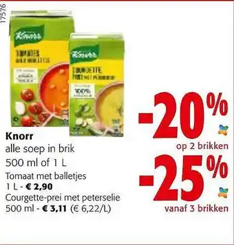 Colruyt Knorr soep in brik aanbieding