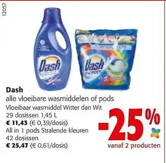 Colruyt Dash vloeibare wasmiddelen of pods aanbieding