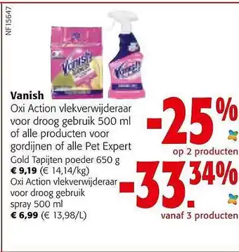 Colruyt Vanish oxi action vlekverwijderaar aanbieding