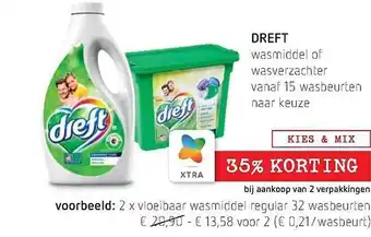 Spar Colruyt Dreft wasmiddel of wasverzachter aanbieding