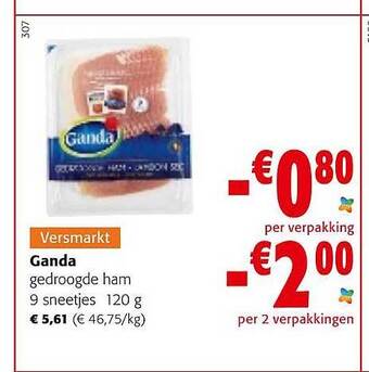 Colruyt Ganda gedroogde ham aanbieding