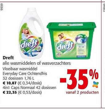 Colruyt Dreft alle wasmiddelen of wasverzachters aanbieding
