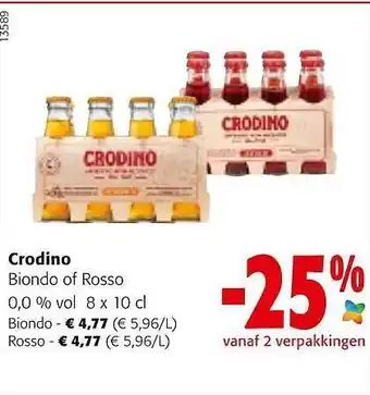 Colruyt Crodino biondo of rosso 0,0 % vol 8 x 10 cl aanbieding