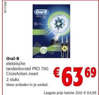 Colruyt Oral-b elektrische tandenborstel pro 790 crossaction zwart 2 stuks aanbieding