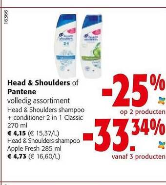 Colruyt Head & shoulders of pantene volledig assortiment aanbieding