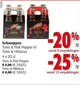 Colruyt Schweppes tonic & pink pepper of tonic & hibiscus aanbieding