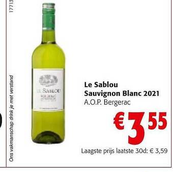 Colruyt Le sablou sauvignon blanc 2021 a.o.p. bergerac aanbieding