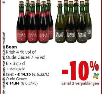 Colruyt Boon kriek 4 % vol of oude geuze 7 % vol aanbieding