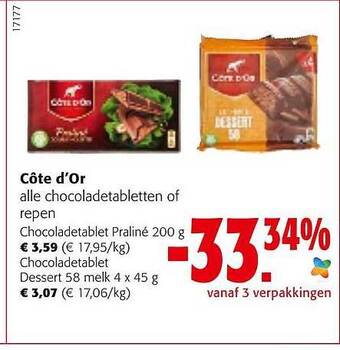Colruyt Côte d'or alle chocoladetabletten of repen aanbieding