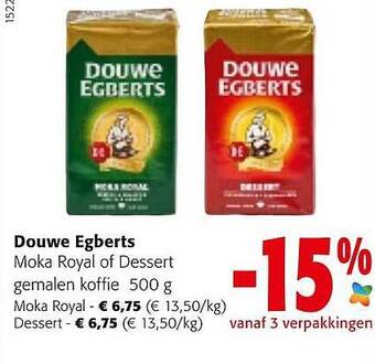 Colruyt Douwe egberts moka royal of dessert gemalen koffie aanbieding