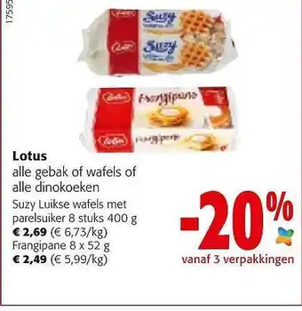 Colruyt Lotus alle gebak of wafels of alle dinokoeken aanbieding