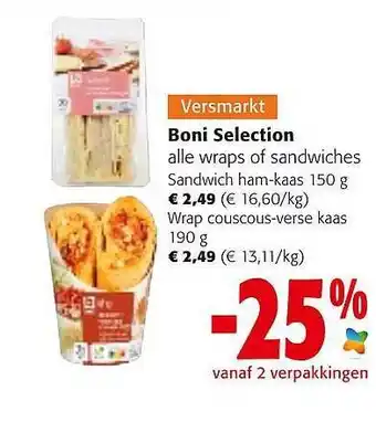 Colruyt Boni selection alle wraps of sandwiches aanbieding