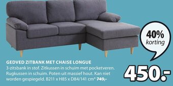 Jysk Gedved Zitbank met Chaise Longue aanbieding