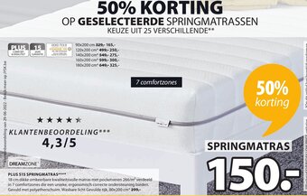 Jysk Dreamzone Plus S15 Springmatras aanbieding