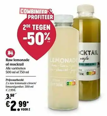 Delhaize Raw lemonade citroen- limoen-gember aanbieding