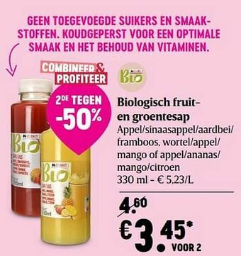 Delhaize Biologisch fruit en groentesap aanbieding