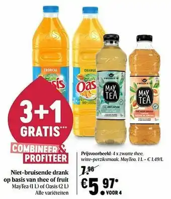 Delhaize Zwarte thee witte-perziksmaak maytea aanbieding