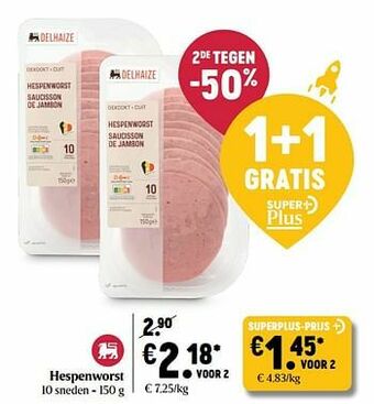 Delhaize Hespenworst aanbieding