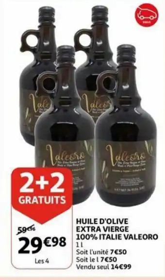 Auchan Huile D'Olive Extra Vierge 100% Italie Valeoro 1L aanbieding