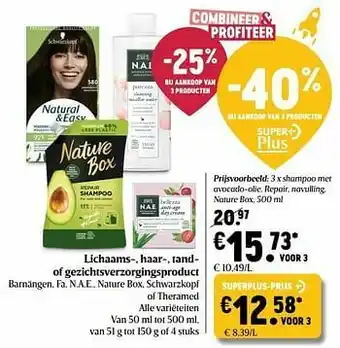 Delhaize Shampoo met avocado-olie repair navulling nature box aanbieding