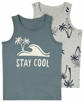 HEMA Kinder Singlet Palm - 2 Stuks Grijsmelange (grijsmelange)