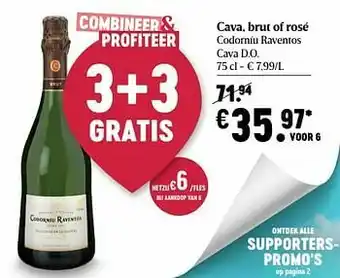 Delhaize Cava, brut of rosé codorníu raventos cava d.o. aanbieding