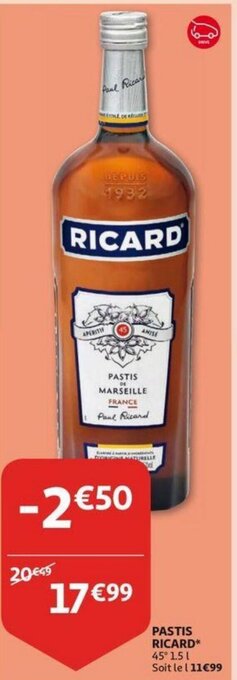 Auchan Ricard Pastis 1.5L aanbieding