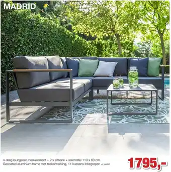 Paradisio Madrid 4-delig loungeset, hoekelement + 2 zitbank + salontafel aanbieding