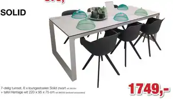 Paradisio Solid 7-delig tuinset, 6 x loungestoelen Solid zwart aanbieding