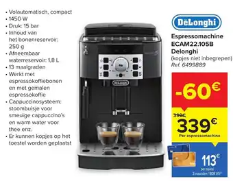 Carrefour Espressomachine ecam22.105b delonhi aanbieding