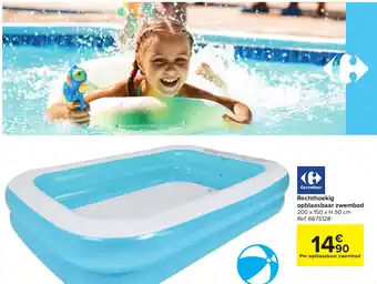 Carrefour Rechthoekig opblaasbaar zwembad 200 x 150 x h 50cm aanbieding