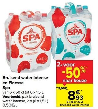Carrefour Bruisend water intense en finesse spa aanbieding