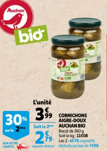 Cornichons Aigre-Doux Auchan Bio