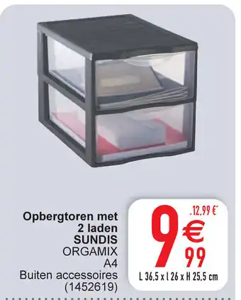 Cora Orgamix Opbergtoren met 2 laden Sundis A4 (1452619) aanbieding