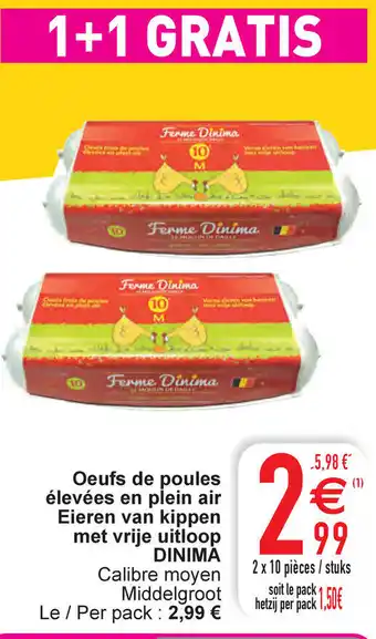 Cora Dinima Ouefs de Poules Elevess en Plein Air aanbieding